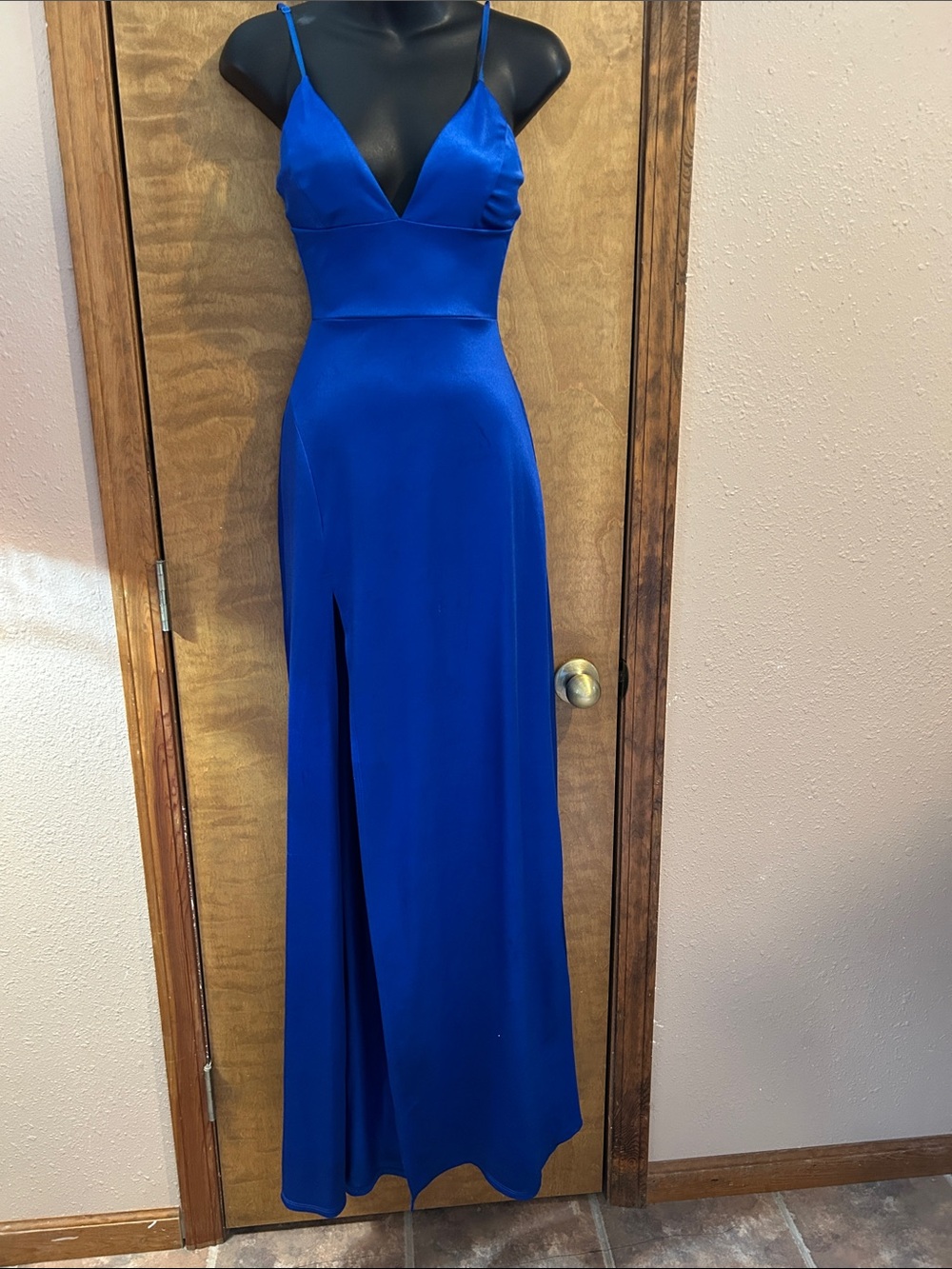 Windsor Cobalt Blue Spaghetti Strap Evening Gown